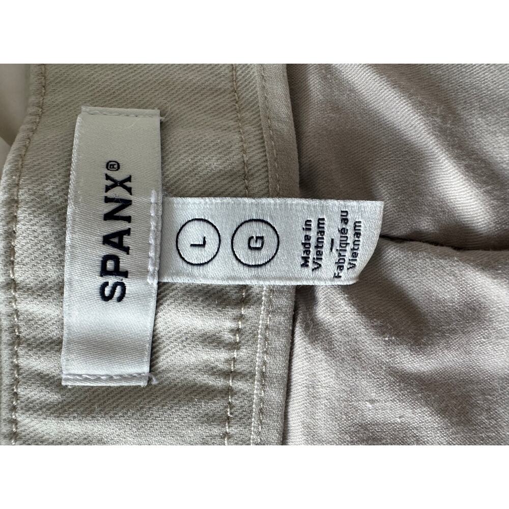 SPANX Stretch Twill Wide Leg Crop Pants in Soft Khaki - Size Large - Picture 7 of 9